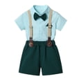 thumbnail image 2 of Sibling Matching Girl Gingham Dress Family Wedding Kids Sleeveless Bow Dress Matching Boy Suspender Shorts Outfit Sets, 2 of 7