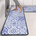 thumbnail image 2 of Kitchen Rugs Sets Of 2,Blue Ethnic Geometric Pattern Anti Fatigue Kitchen Mat Rugs Non Slip Washable,Decorative Kitchen Floor Mats for Kitchen,Sink,Laundry,17"x47"+17"x47", 2 of 5