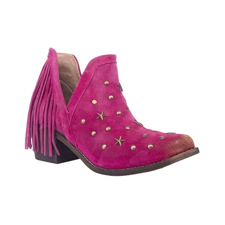 

Circle G Women s Fringe Studded Roughout Booties Round Toe - Q0309 9 M US