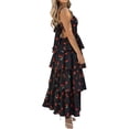 thumbnail image 4 of Spaghetti Strap Womens Floral Print Maxi Dresses Casual Sleeveless Ruffle Flowy Tiered Dress, 4 of 6