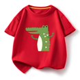 thumbnail image 2 of Virmaxy (0-12y) Toddler Boys Girls Summer Shirt Kids Crocodile Printed Loose T-Shirt Casual Short Sleeve Round Neck Top 2025 Spring Cotton Crewneck Blouses Tops Red-1 1 Years, 2 of 3