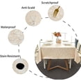 thumbnail image 3 of Mantel rectangular de vinilo, 100 % impermeable, resistente a derrames de petróleo, resistente a las manchas, cubierta de mesa de plástico PU con respaldo de franela para cocina y comedor (beige, 160 x 220 cm) Sincero Electrónica, 3 of 5
