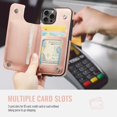 thumbnail image 2 of Funda cartera Wefor para iPhone 15 Pro con tarjetero, color oro rosa, 2 of 9