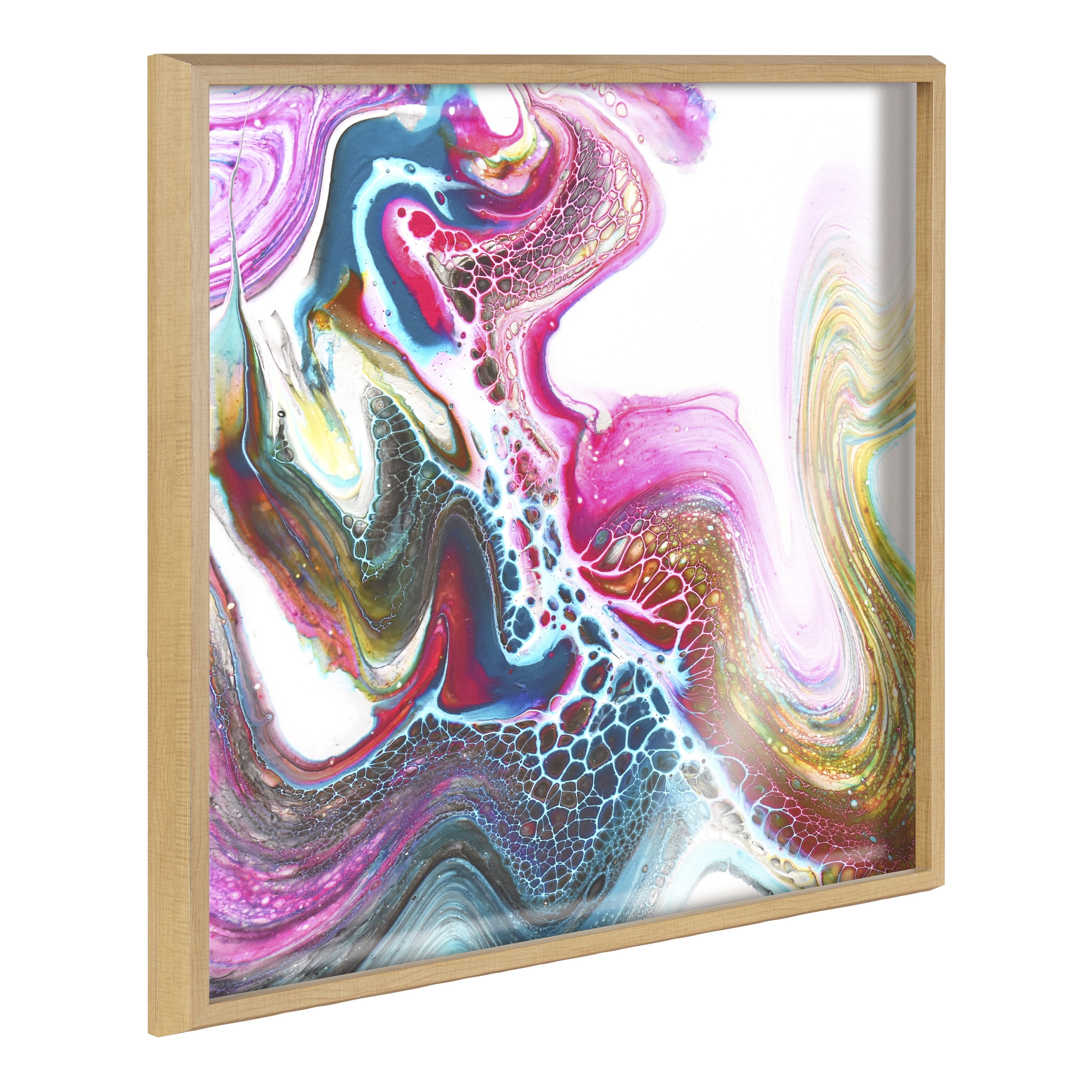 Colorful Abstract Acrylic Print on Canvas with Natural Frame, 24x24