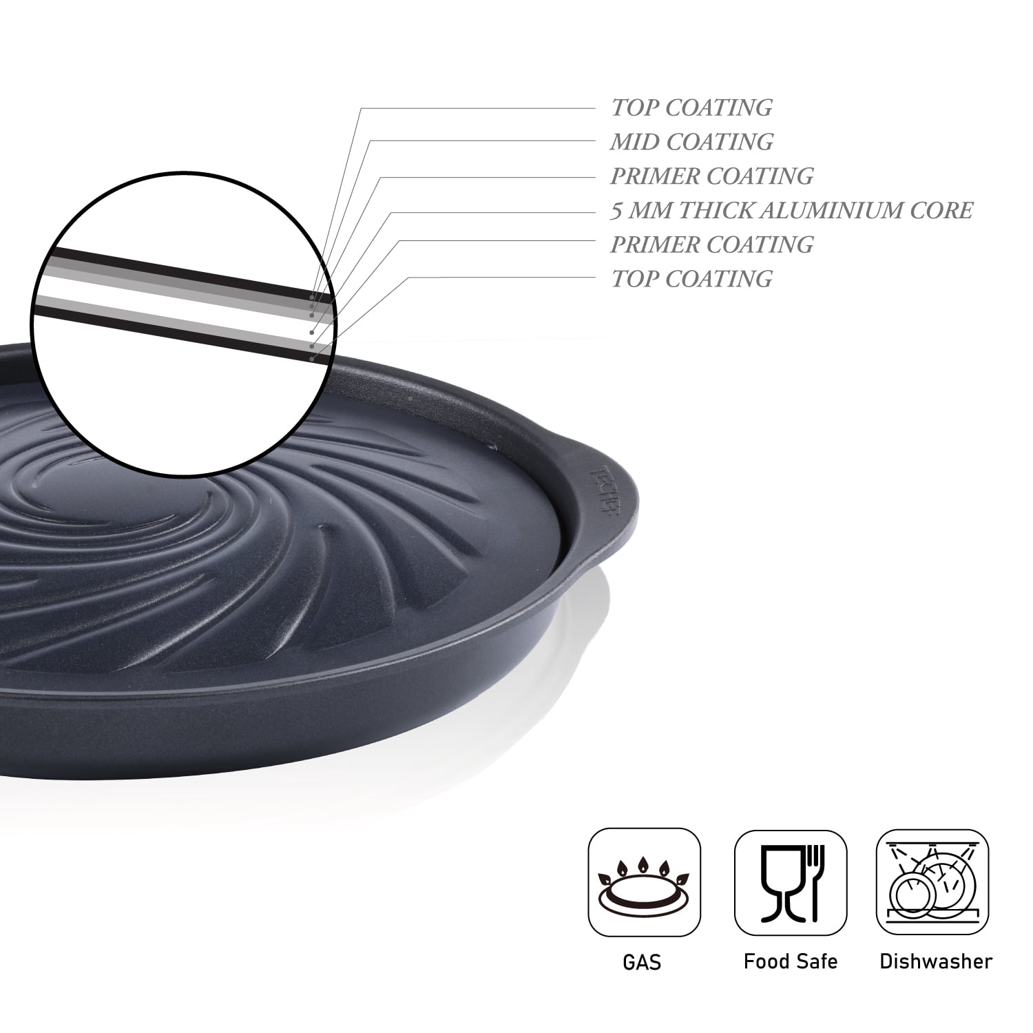 TECHEF TRUE GRILL PAN, Stovetop Korean BBQ Nonstick Indoor Outdoor Smokeless BBQ Grill Set, Dome Type, Made in Korea