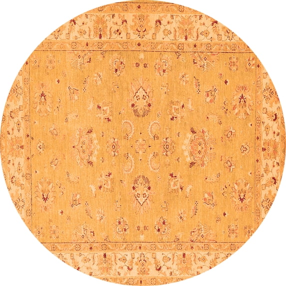 Ahgly Company Indoor Round Oriental Orange Traditional Area Rugs, 4' Round