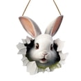 thumbnail image 1 of Easter Bunny Rabbit Hole Door Sign Wooden Festive Home Party Entrance Decoration, 1 of 5