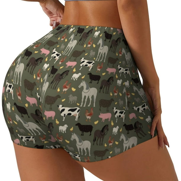 Fotbe Farm Animals Shorts Sin Costuras – Shorts Deportivos de Cintura Alta para Mujer, Elásticos para Gimnasio, Yoga, Running o Ciclismo-Medium