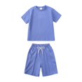 thumbnail image 4 of Gubotare Baby Girl Clothes Summer Casual Fashion Patch Pocket Relaxed Holiday Crew Neck Short Sleeve Solid Color Girls Set 6T 7T (Blue,6-7 Years), 4 of 4