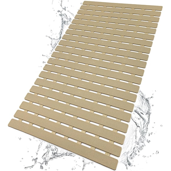 Shower Mat Non Slip Bathtub Mat with Suction Cups and Drain Holes 27.5 x15.7 Inch Bath Mat for Tub & Shower.Easy Dry,Easy to Cut,Eco-Friendly