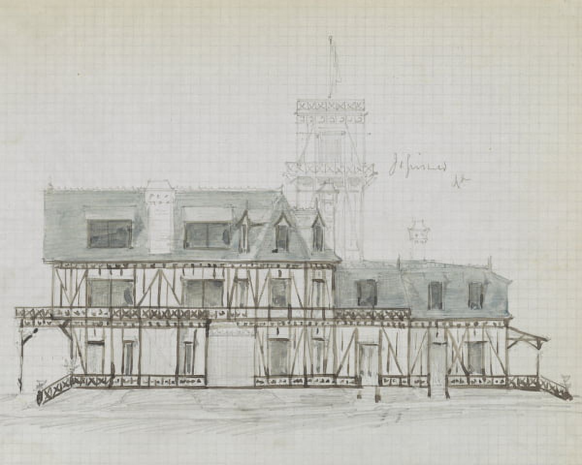 Print Griswold House, Newport Art Museum. Elevation 2. Sketch, 1862