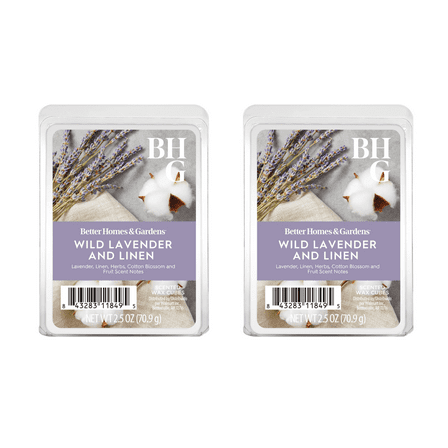 (2 pack) Wild Lavender & Linen Scented Wax Melts, Better Homes & Gardens, 2.5 oz