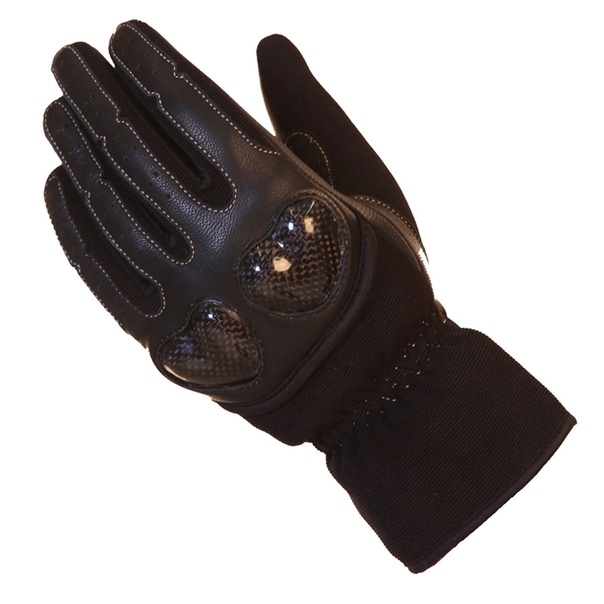 Perforated Cowhide Motorcycle Biker Riding Gloves Black G14 