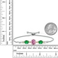 thumbnail image 5 of Gem Stone King 925 Silver & 10K Yellow Gold Pink Moissanite Green Nano Emerald & Lab Grown Diamond Bracelet for Women | 4.38 Cttw | Gemstone | Oval 10X8MM and 8X6MM | Fully Adjustable 9 inch, 5 of 5