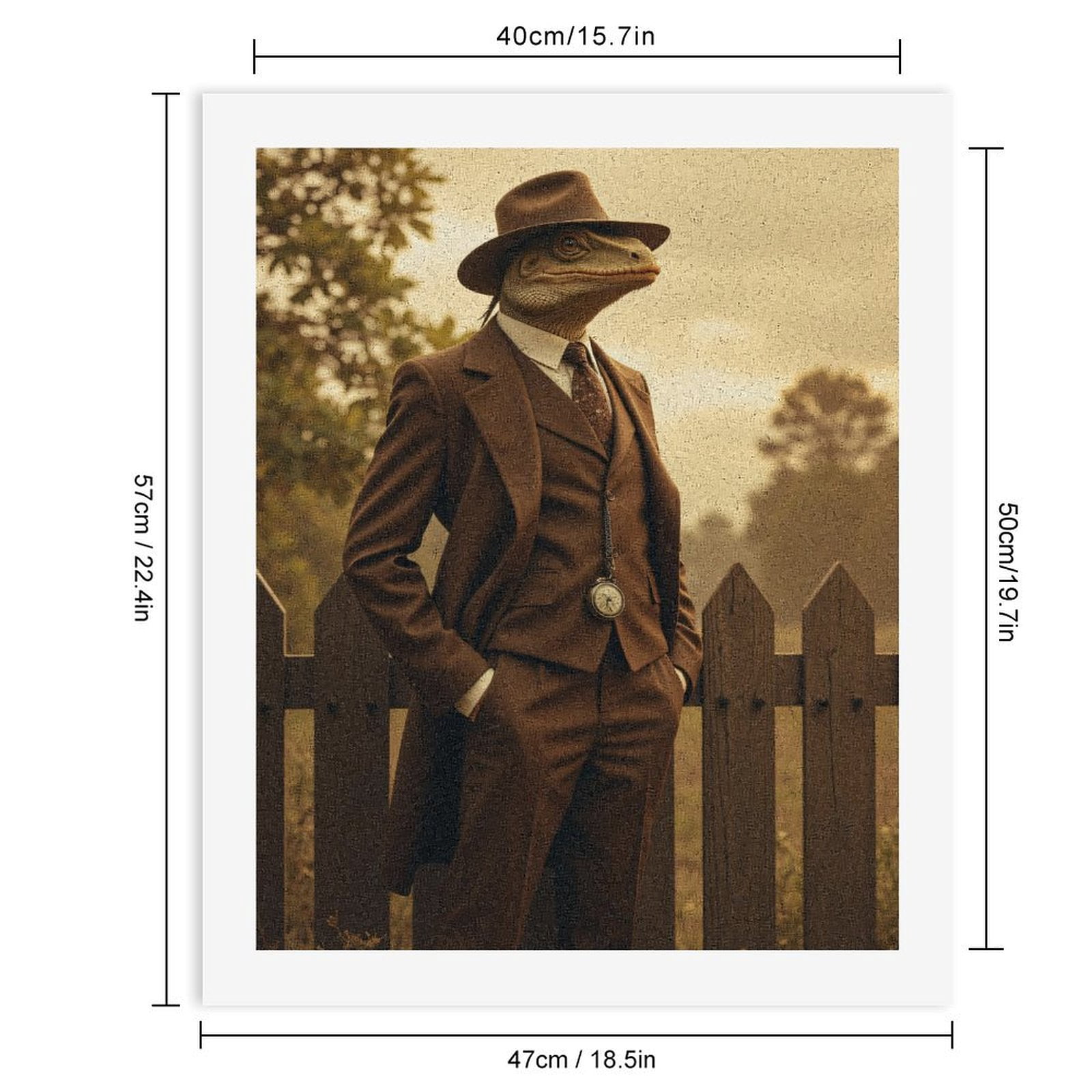 Paint By Numbers Kit for Adults Beginner - DIY Reptile Dapper Elegance Fence Scene Canvas Painting Kits for Adults, Frameless Paint By Number for Adults for Home Wall Decor 16x20 Inch