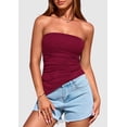thumbnail image 3 of Top Bandeau PRETTYGARDEN Mujer Verano 2025 Sin Tirantes Rojo Vino, 3 of 6