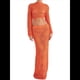 thumbnail image 2 of Conjunto de Dos Piezas de Crochet para Mujer: Top Corto de Larga con Nudo y Falda con Cordón. Naranja Rojo M, 2 of 7