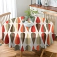 thumbnail image 3 of Modern Abstract Tablecloth, Retro Mid Century Drop Shapes Geometric Table Cover for Kitchen Daily Dinning Party Tabletop Decor, Red Orange Round(60x60in), 3 of 6