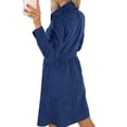 thumbnail image 3 of Sexy Dance Robe Mini pour Femmes Col en V Robes Courtes Manches Longues Décontractée Boutonnée Bleu Marine P, 3 of 3