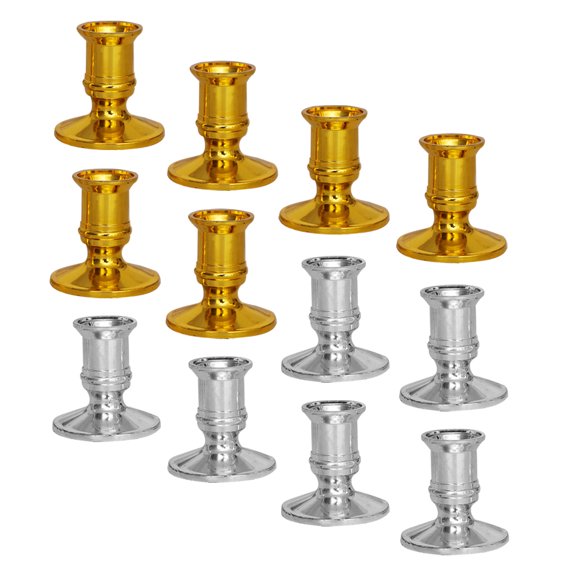 WHAMVOX  12 Pairs Desktop Candlestick Battery Operated Candlesticks LED Light Electric
