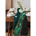 thumbnail image 4 of Table Runner Dresser Scarves 72 Inch Long, Modern Peacock Green Black Texture Linen Dining Table Runners Abstract Marble Stone Texture Tabletop Scarf for Wedding Holiday Party Kitchen, 4 of 7