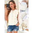 thumbnail image 3 of Eytino Tops for Women Summer Casual Crew Neck Cap Sleeve Shirts Lightweight Crochet Knit Textured Tank Top, 3 of 9