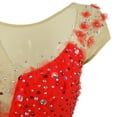 thumbnail image 5 of LIUHUO Customized Red Spandex Figure Skating Dress Girls Women V Neck with Flower Adorned Shoulders Rhinestone Embellished Skirt, 5 of 9