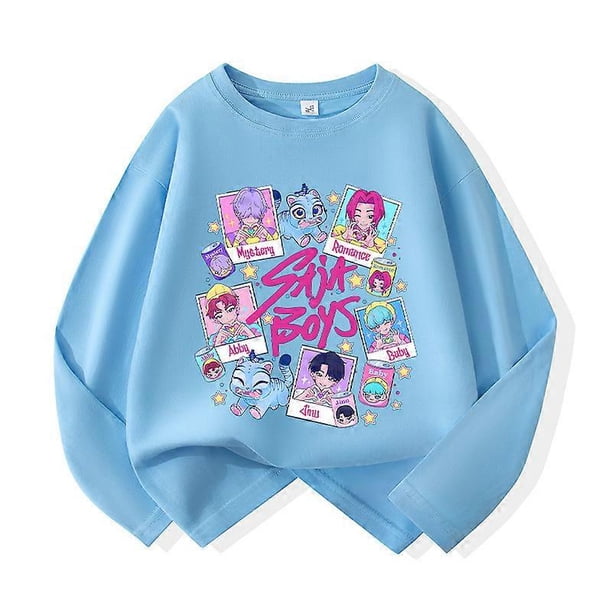 Camiseta holgada de manga larga con cuello redondo de Demon Hunters KPop para niños, ropa informal para niños de 100 a 160 cm