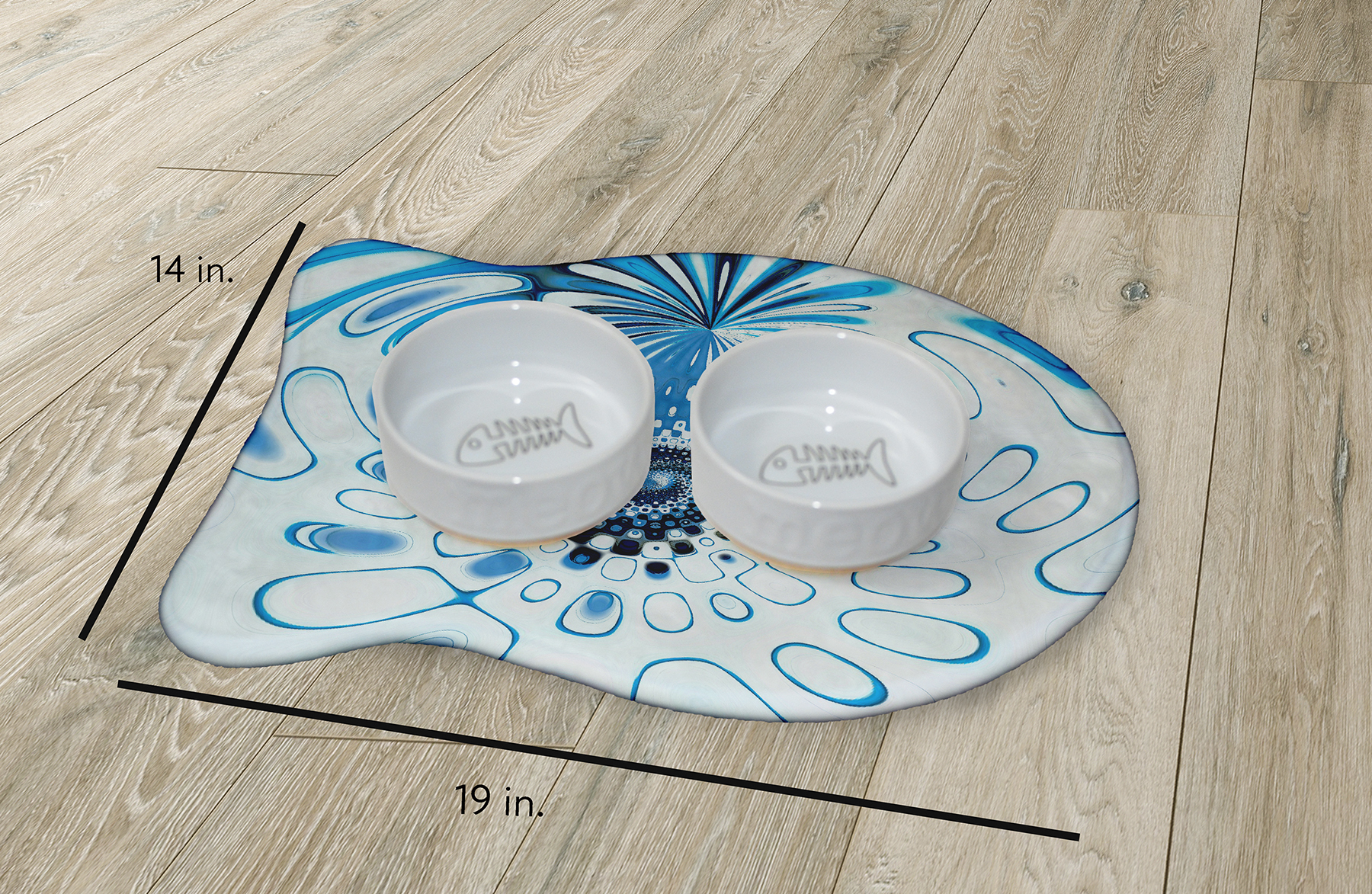 Simply Daisy Summer Shower Fish Shape Pet Feeding Mat for Cats