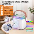 thumbnail image 1 of Mini máquina de karaoke portátil SUSUchens con 2 micrófonos inalámbricos, altavoz recargable de alta fidelidad compatible con Bluetooth, pequeña máquina de karaoke de juguete, blanco 1, 1 of 8
