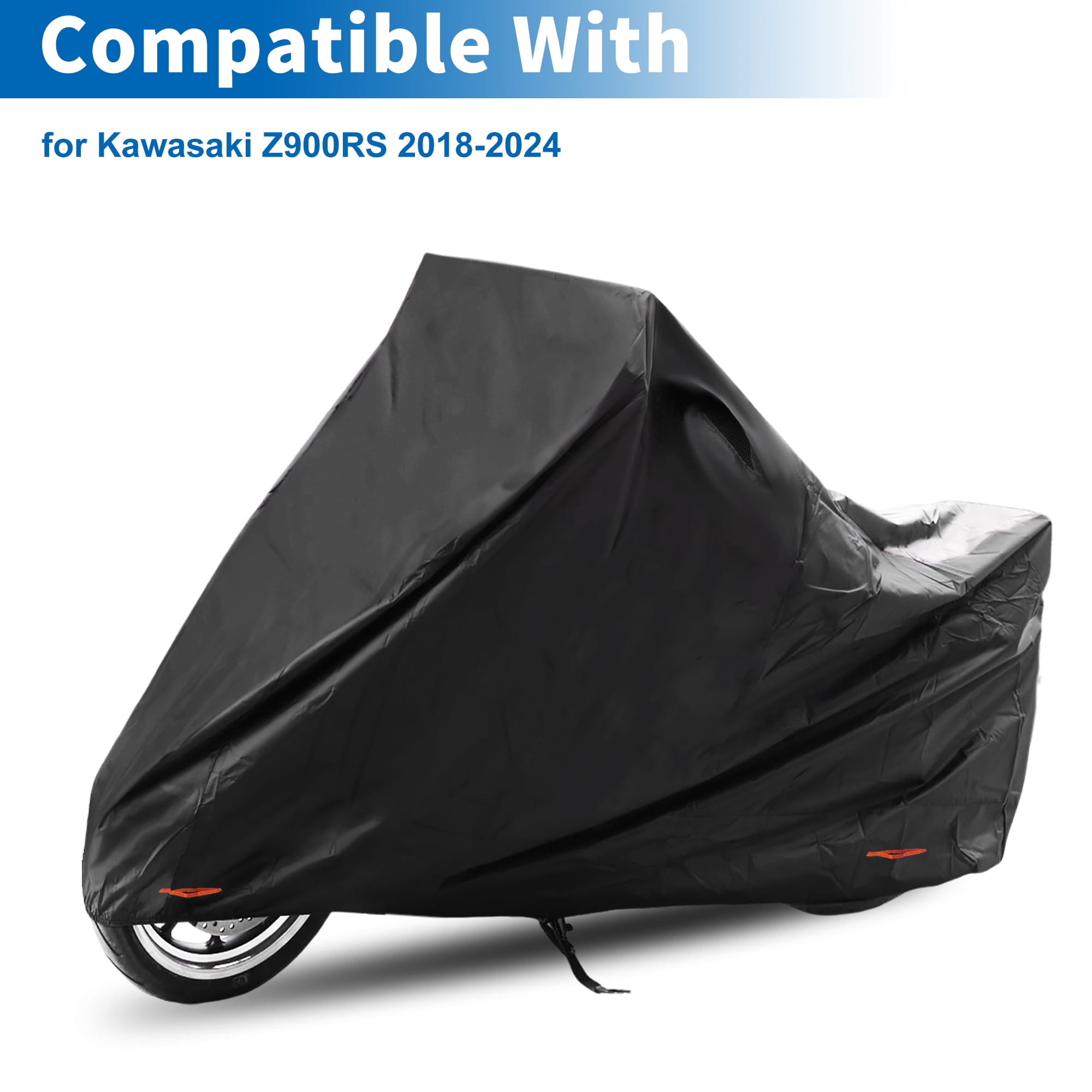 Unique Bargains Full Cover Motorcycle Cover 210D-PU Black for Kawasaki Z900RS 2018-2024 Outdoor Waterproof Motorbike Cover