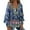 Navy, variant on Women's Bohemian Holiday Printed V Neck Long Sleeve Shirt With Tie