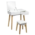 thumbnail image 1 of Patiojoy Coiffeuse avec Miroir à Rabat 2-en-1 Commode et Tabouret, 1 of 6