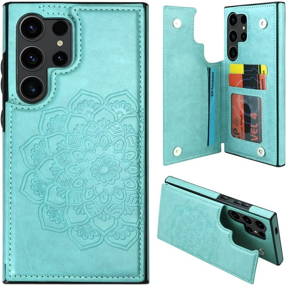 ZUKKASHAN for Samsung S24 Ultra Case with Card Holder,Flower Magnetic Back Flip Case for Samsung Galaxy S24 Ultra Wallet Case for Women,Protective Case Phone Case for Samsung Galaxy S24 Ultra 5G