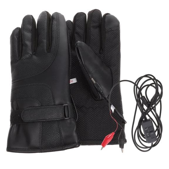 KAKOWELY Motorbike Riding Gloves with Windproof Warmth Black Pu Velvet Adjustable Wrist Size 1Pair for Winter