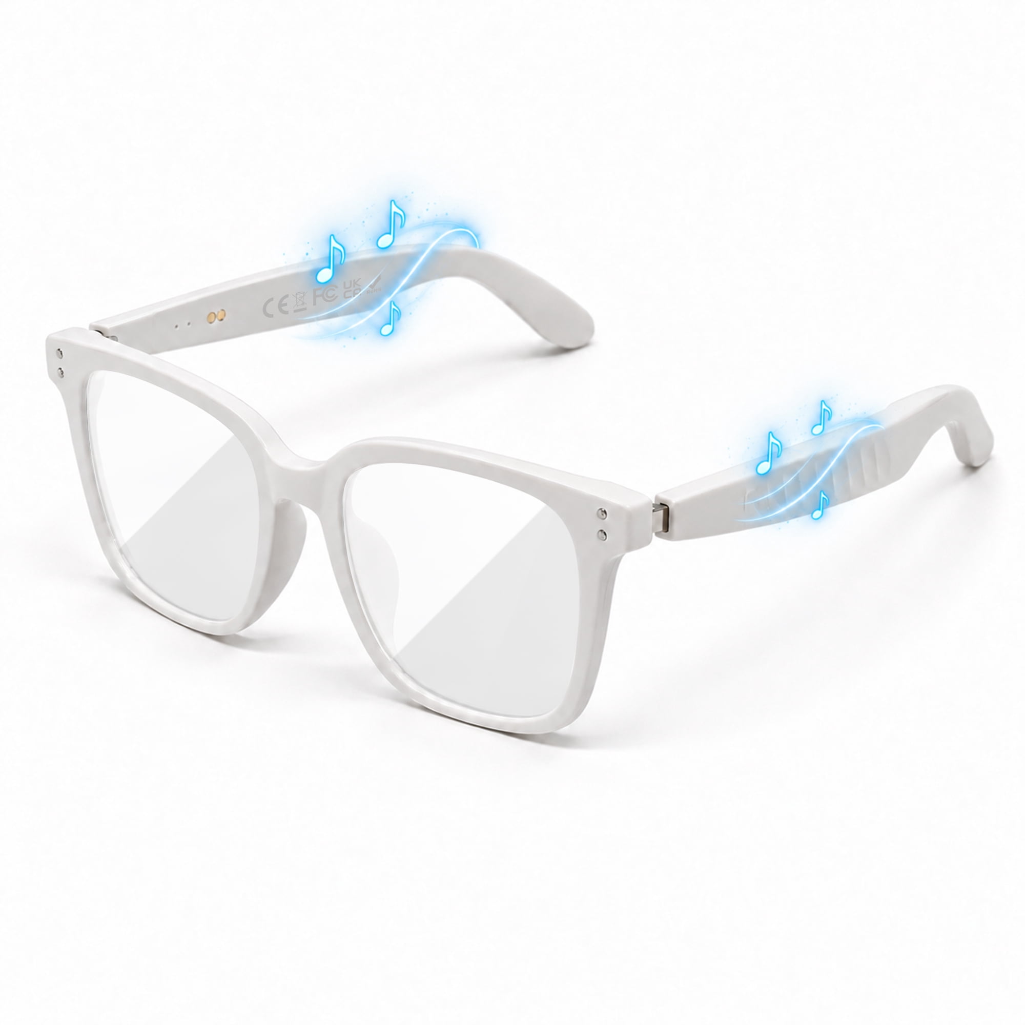 CamelParty AI Smart Glasses with Voice Assistant, AI Simultaneous Translation, Voice Recorder, Bluetooth Hands-Free Calling & Music, White