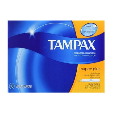 2 Pack Tampax Biodegradable Applicator Tampons, Super Plus, 10  count