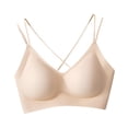 thumbnail image 4 of Bralettes con relleno, ropa interior para mujer con sensación de de verano, sujetadores sin aros, sujetador para mujer Beige, 4 of 8