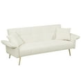 thumbnail image 5 of Glavbiku 70" Velvet Futon Loveseat,Convertible Daybed with Folding Armrests for Living Room,Beige, 5 of 12