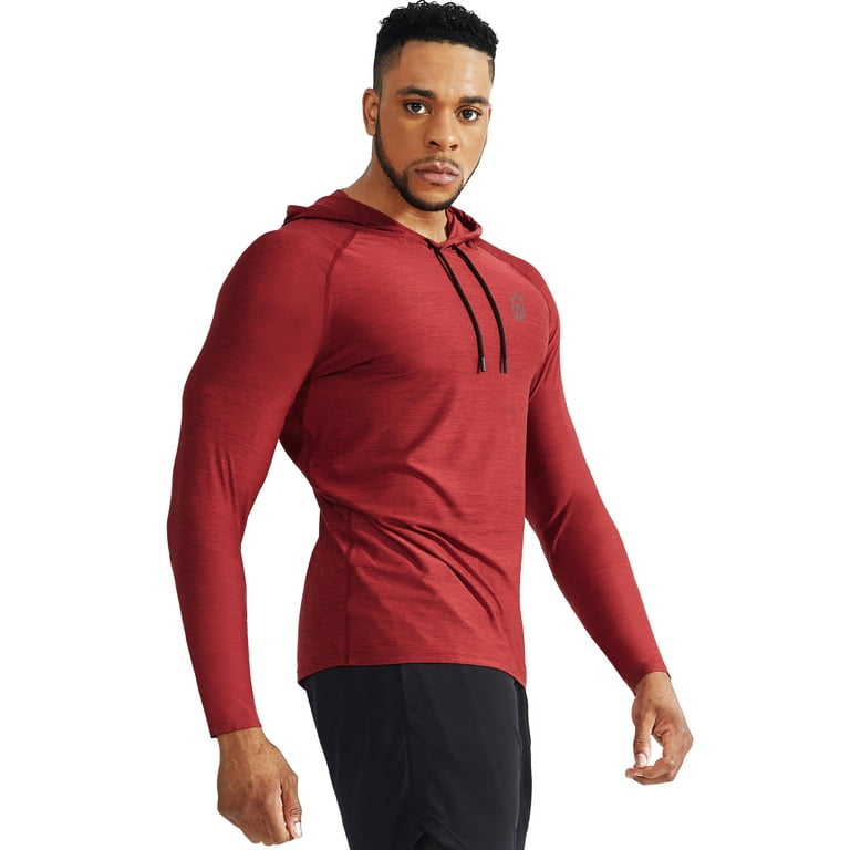 NELEUS Mens Dry Fit Athletic Workout Running Shirts Hoodie Long Sleeve,Dark  Grey+Red+Light Green,US Size XL 