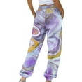 thumbnail image 3 of CENGNIAN Ladies' Printed And Plush Comfortable Casual Loose High Waisted Drawstring Pants With Waist And Ankle Binding Sweatpants,Multicolor,Size M, 3 of 6
