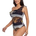 thumbnail image 2 of Gaeub Portrait Of Highland Cow With Its Baby Cow Women's One Shoulder Ruffle Tummy Control Swimwear for Swimming Surfing Beach Party - Large, 2 of 8