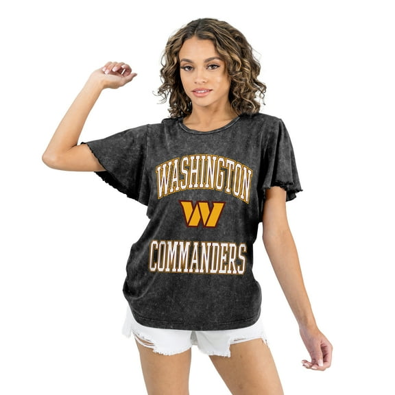 Women's Gameday Couture Black Washington Commanders Relaxed Flutter Sleeve T-Shirt