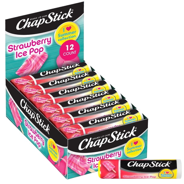 Bálsamo labial ChapStick, hidratante labial, fresa, helado, 12 ml, 12 unidades