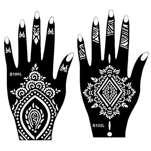 xmasir 8 pieces india henna tattoo stencil set for women girls hand finger body paint temporary tattoo templates 20 x 10 5cm walmart com