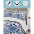 thumbnail image 3 of Twin XL Quilt Bedding Set, Boho Blue Flower Reversible Summer Quilt 3 Pieces, Spring Watercolor Country Floral Plant Lightweight Bedspreads Coverlets with 2 Pillow Shams for All Seasons, 3 of 5