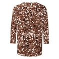thumbnail image 4 of XPMWRP Tops for Women Trendy Causal 3/4 Sleeve Crewneck Sparkle Sequin Shirt Casual Dressy Glitter Blouses Loose Pullover Rose Gold L, 4 of 5