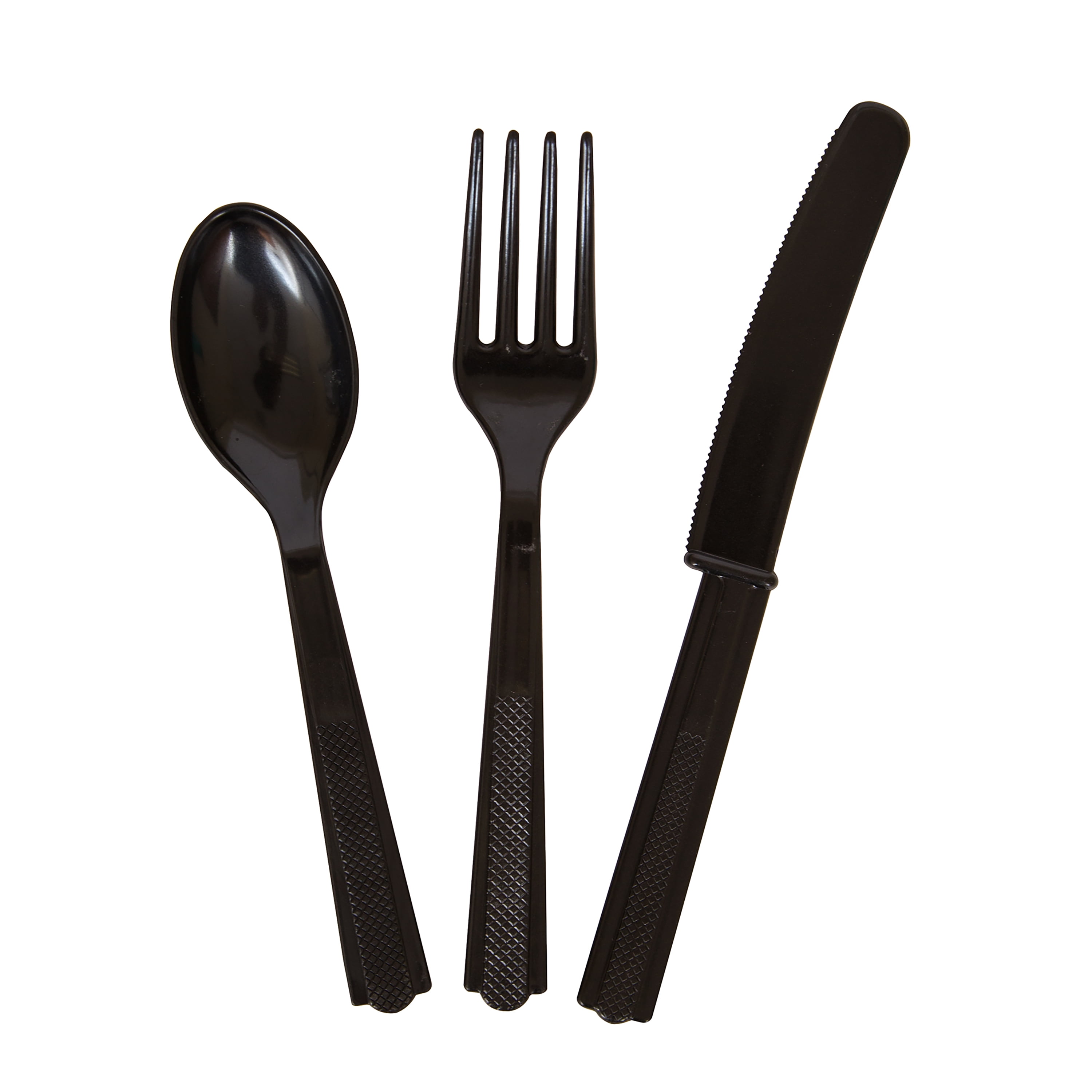 Way to Celebrate! Black Party Plastic Cutlery Set for 8, 24pcs