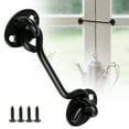 thumbnail image 2 of Utilities, Furenl Locking Cabin Hook Heavy Duty Screen Door and Black 4 Inch Sliding Door Lock with Screws for Window Cabin Hook, 1 Set of Wind Hook, 2 of 9