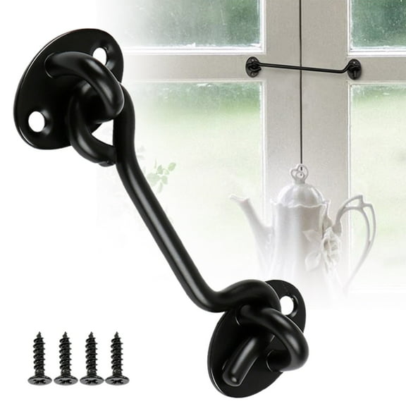 GBAYXJ Lock Cabin Hooks Heavy Duty Screen Door And Black 4" Black Sliding Door Lock With Screws For Window Cabin Hooks(Black)